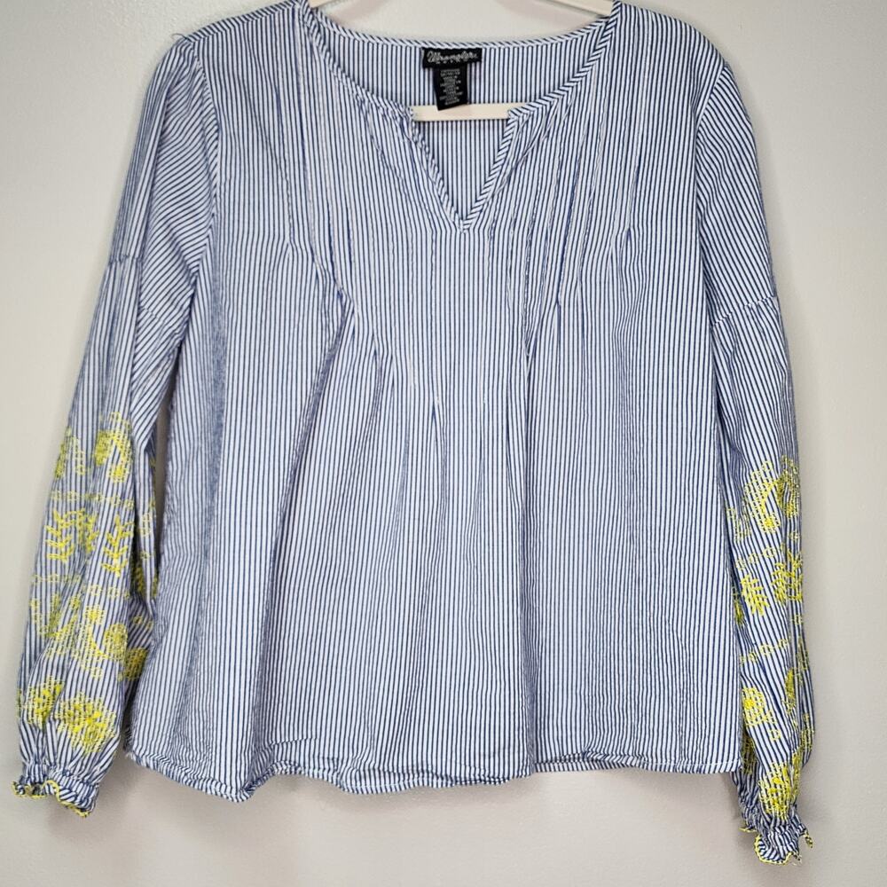 Wrangler Retro Top  Cotton Embroidered Sleeves Size Medium